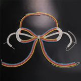 Rhinestones Big Bow-knot Bra Chain Color Crystal Lingerie Body Bralette Chest Waist Chain Rave Bikinis