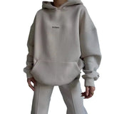 Fongt 2025 New Casual Plus Velvet Long-Sleeved Hooded Hooded Trousers Set For Women