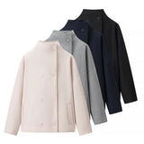 Fongt Women's Clothing Explosion Fashion Casual Collar Beads And Short Jacket Jacket