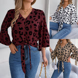 Shooting 2025 Spring And Summer New Leisure Leopard Lace With Chiffon Shirt Women's