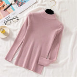 Autumn Women Pullover Sweater Half Turtleneck Long Sleeve Knitted Jumper Winter Elastic Solid Basic Ladies Blouse New