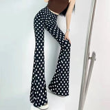 High Waist Striped Flare Pants Women Streetwear Print Tie Dye Slim Pantalones Vintage Lenggings Spodnie Aesthetic