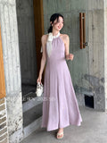Fongt Xixi 2025 Summer New French Temperament Flax High Waist Dress Elegant Holiday Dress 88345