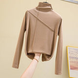 Thick Turtleneck Women T Shirt Winter Long Sleeve Cotton Soft Slim Female Tees Causal Warm Fashion Korean Ladies Basic