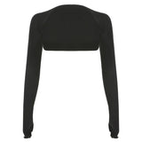 New Summer Fashion Women's Wear Ultra-Short Solid Color Slim Long-Sleeved Sunscreen