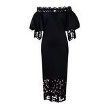 Fongt New Shoulder-To-Shoulder Bag Lace Spliced Lantern Sleeve Dress Dress Dress Dress