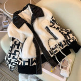 Winter New French Style Brand Short Warm Chic Fur Lamb Wool Coat Pu Patchwork Zipper Pocket Outwear Chaqueta Mujer-Outfit