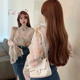 Sleeve T-shirts Women Print Crop Tops Sweet Aesthetics Design Slit Temper Vintage Elegant Sun Proof Y2k Clothes