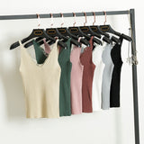 Spring New Hook Flower Lace Solid Stitching V-neck Camis Female Knitted Short Section Slim Outer Wear Shirt Trend Tank