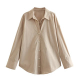 New Multi-Color Loose Casual Version Of Poplin Long-Sleeved Shirt-Outfit