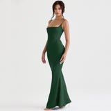 Green Elegant Mermaid Prom Dress Spaghetti Strap Bodycon Celebrity Evening Dress Formal Occasion Dresses Summer 2023-Outfit