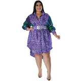 Party Fashion Women's Loose Shirt 5XL Long Sleeve Patchwork Sequin Leopard Pattern Nightclub Casual Dress-Outfit