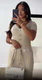 Fongt Summer Women's New Short-Sleeved V-Neck Dress