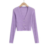 Trend Women's Wear Gentle Girl Knitted Cardigan Summer New Thin Slim Pearl Button Long-Sleeved Blouse-Outfit
