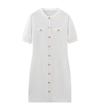 Fongt Women's Explosive Knitted Knitted Short-Sleeved Button-Knitted Dress