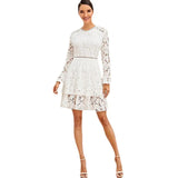 Women's Lace Mid Waist Slim Fit Temperament Commute White Short