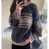 Fongt Goods French Lazy Wind Soft Waxy Retro Sweater Female Autumn Winter Large Size Design Sense Twist Diamond Sweater Female-Outfit