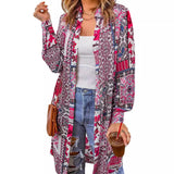 Fongt Beach Coat Bohemian Shirt Clips Loose Casual Printed Long Cardigan Women's Clothing