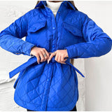 Fongt Buckle Collar Loose Warm Lingge Cotton Suit New 2025 Autumn And Winter With Thick Cotton Clothes