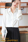 Women Shirt Long Sleeve Blouse 2023 Spring New Loose Ladies Tops Satin Women's White Shirt Basic Elegant Shirts and