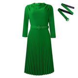 Fongt New Women's Fashion Elegant Pressure Skirt Elegant Solid Color Large Dress