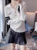 Fongt Bumping Color With A Soft Glutinous Wool Knit POLO Collared Thin Coat Female Spring Animal Embroidered Opener