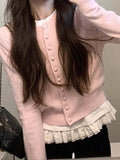 Fongt Windish Small Wool Knitted Cardigan Women's Autumn And Winter Round-Neck Long-Sleeved Bottom Shirt Short Repair Inside The Top