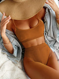 Solid Yellow Bikini 2021 Mujer Women High Cut Pleate Two Piece Swimsuit Beach Bathing Suit High Waist Swimwear