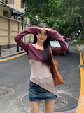 Fongt Body Sling Vest Folded Jersey Women's Autumn New Long-Sleeved Knitted Top Two