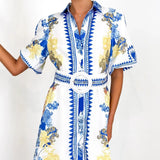 Fongt Casual Fashion Print Collar Women's Dress Dress Dress In Summer 2025