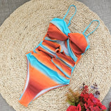 Chest-Meared Hollowed-In Swimsuit Lady 2025 New Gradient Tie Dye Swimsuit