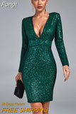 Green Bandage Dress Women Long Sleeve Bodycon Dress Evening Party Elegant Sexy Midi Club Outfits 2023 Autumn