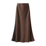 Fongt Lustrous Silky Silky Dress Half-Dress Women's Summer Long Fishtail Skirt High-Waisted Thin-Butt Skirt9902