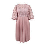Fongt Lace Lantern Sleeve Dress Elegant Commuter Style Fold Dress Dresses