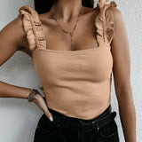 Fongt Hot Style Sexy One-Word Collar Low-Cut Strap Slim Top-Outfit