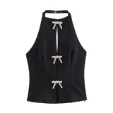 Fongt Summer New Bow Ornament Hanging Neck Repair Small Waistcoat Woman B88687