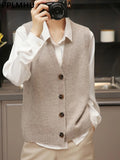 Cardigan Sleeveless Knit Sweater Vests Women Casual V-neck Knitwear Chaleco Coats Basic Colete Single Breasted