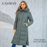 Fashion Women's Winter Coat Slim Long Stand Collar Hooded Thickened Warm Down Jacket Casual Pocket Ladies Parka