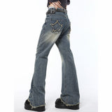 Back Star Patchwork Flare Jeans-Outfit