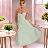 Fongt Women's 2026 Spring And Summer New Sexy Fashion Slings To Collect Waists Thin Back Dress