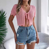 Summer T-Shirt With Hollow Short-Sleeved Knitted T-Shirt Holiday Umbils
