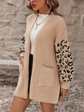 Fongt Spring And Autumn Leopard Prints Knitted Cardigan Women Fashion Lazy Loose Sweater Women