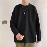 Sleeve T-shirt Men Oversized Solid Hip-hop Streetwear Tops Tees Loose Pullovers Cotton Basic Casual Tshirts Male