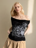 Fongt Subculture Retro Style Collar Vest Word-To-Shoulder Can Wear Two-Dressed Hottie Sleeveless Top