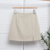 High-Waisted Open Forked-Butg Anti-Walking A-Word Short Skirt Woman 2023 Suit Fabric Thin A-Dress Skirt