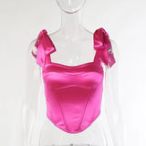 Fongt Bundle Waist Show Back Strap Top Female Feeling Party Wind A Word Collar