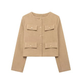 New Flip Decoration Round Collar Short Coat 3046278-Outfit