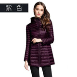 2024 New Autumn And Winter Light Down Jacket Female Long Plus Size Hood Slim Plus Plus Size Coat-Outfit