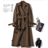 Fongt Women's Long-Term 2025 Spring And Autumn New Korean Version Of Fashion Popular British Wind Over The Knee Coat Woman