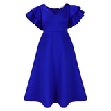 Fongt Summer New Lotus Leaf Side High-Waist A-Shaped Dress Party Dress